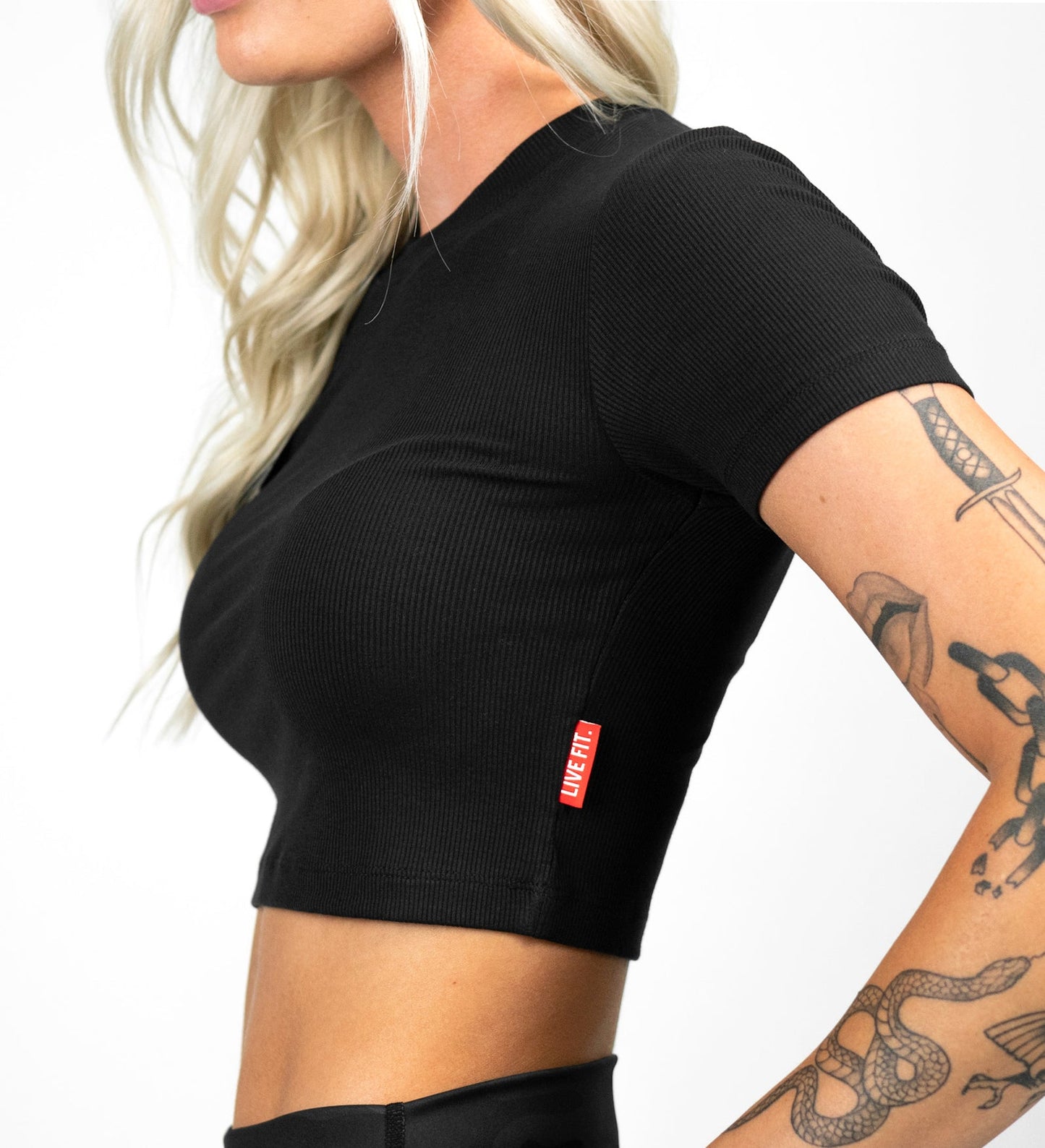 Athleisure Crop Tee- Black